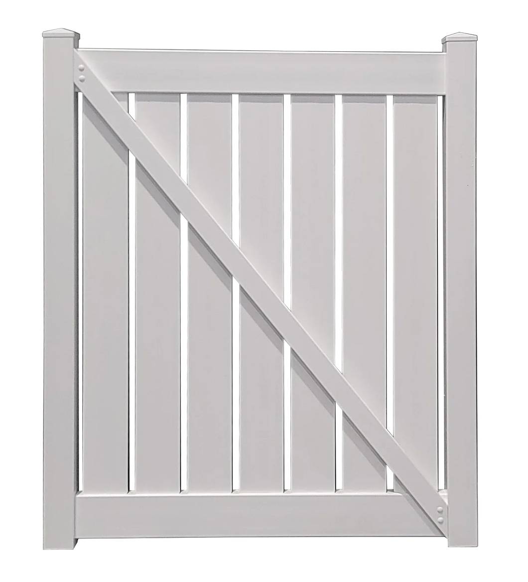 6' x 6' Semi-Privacy White Single Swing Vinyl Gate (AFC-030)