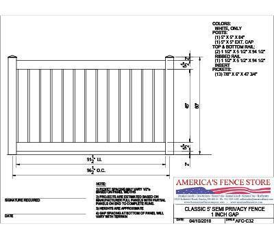 AFC-C32 5' Tall x 8' Wide Privacy Fence