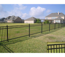 Ornamental Steel Flat Top 8' Wide x 5' Tall 3-Rail Fence Panel with 3-7/8" Air Space