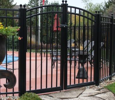 8' Aluminum Ornamental Double Swing Gate - Flat Top Series A - Over Arch