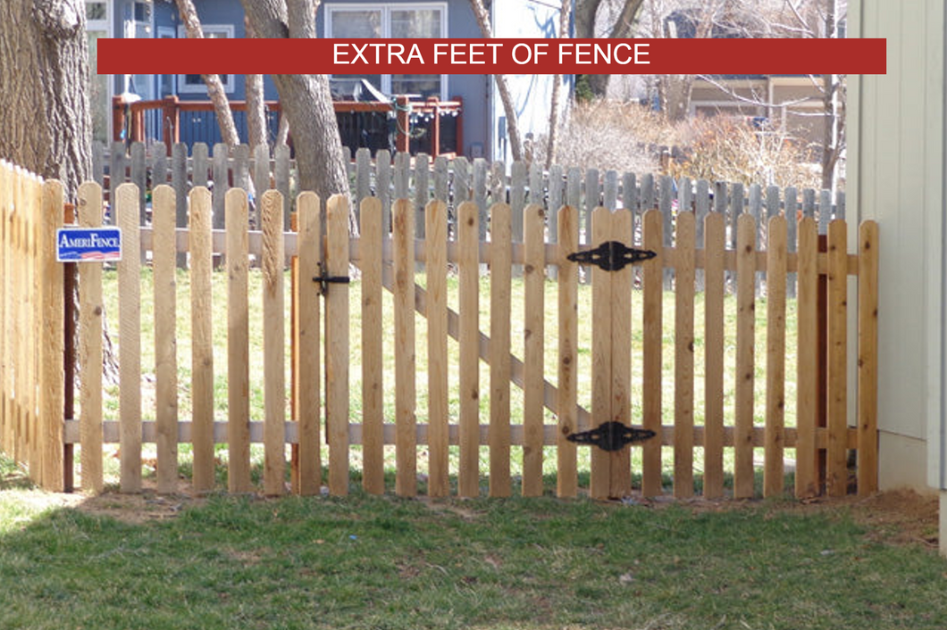 [Extra Feet Of Fence] Cedar Wood Picket Complete Fence Package