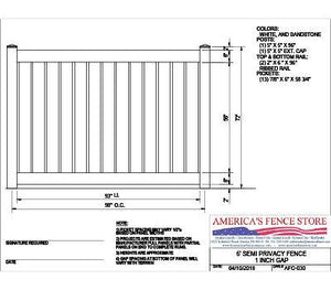 [200' Length] 6' Semi-Privacy 1" Air Space AFC-030 Vinyl Complete Fence Package